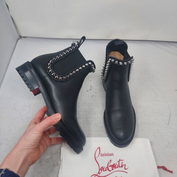 Christian Louboutin Black Spike Stud Capahutta Chelsea Boot - Picture 1 of 10